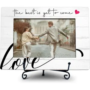 Best Is Yet To Come Love Picture Frame, 4X6 Wooden Photo Frame With Iron Stand, Wedding & Engagement Gifts