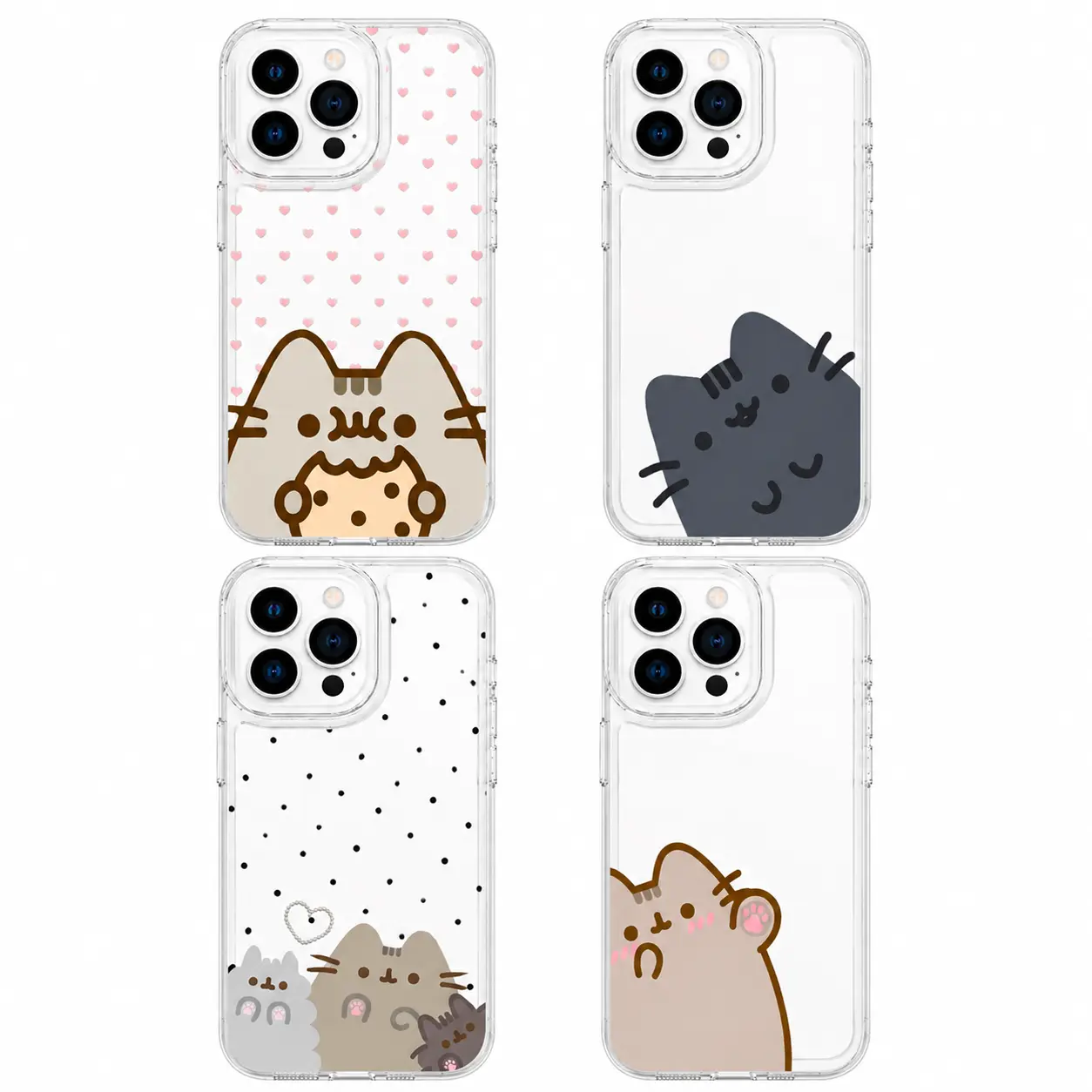 Soft TPU Phone Case Shockproof MagSafe for All iPhone Models, Clear Kawaii Chubby Cat Design Protective Cover, Fashionable Casing Accessory for Handheld Smartphone Devices
