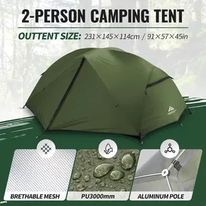 Forceatt Camping Tent for 2 Person is Waterproof and Windproof, for 4 Seasons, Lightweight Aluminum Pole Backpacking Tent, Great for Hiking