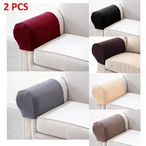 Durable Nylon Elastic Armrest Covers, Soft Fabric, Corn Grain Pattern, Scratch & Dust Proof, Suitable for Single to Four Seater Sofas, Set of Two