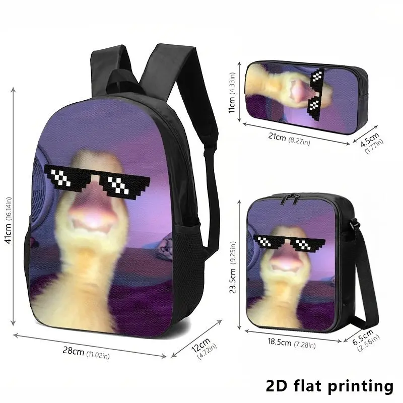 3pcs Futuristic Wolf Print Large Capacity Backpack & Large Crossbody Bags with Multi-Pockets Pouch - Glowing Blue Wolf, Waterproof Poly, Zip Closure, Hand Washable, Bold Aesthetic for Adults, Ideal for Daily Commute
