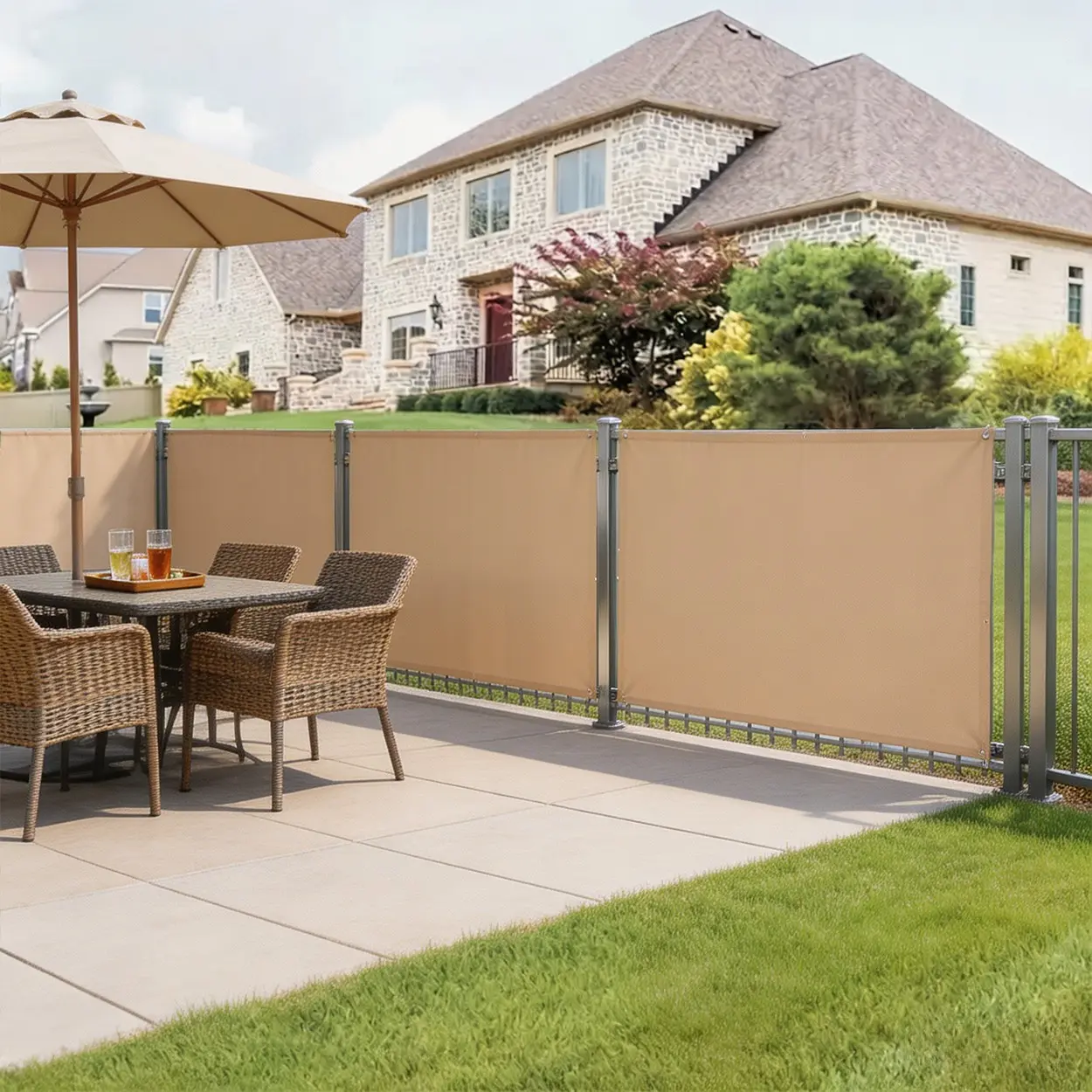 1pc Outdoor Oxford Cloth Privacy Screen, Gsm220 High Weight Fabric, Sun Protection, Metal Hole Installation, Balcony Safety Rail Guard, Outdoor Patio Sunshade, Sunshades For Patio, Outdoor Sun Shades For Patio