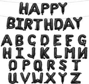 65 Pcs Black Happy Birthday Balloons with 2 Sets A-Z Foil Letters â Custom DIY Alphabet Banner for Birthday Graduation Halloween Party