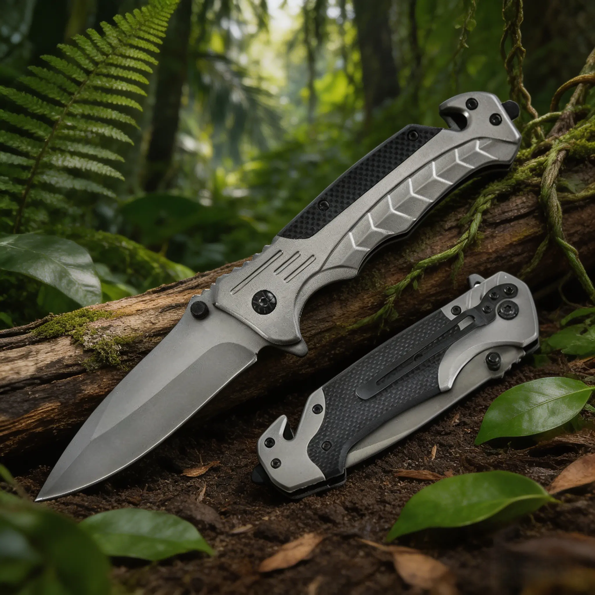 Folding Tactical EDC Knife - Heavy-Duty Stainless Steel Outdoor Tool with Glass Breaker, Seatbelt Cutter for Camping, Self-Defense, Premium Compact Pocket Gear