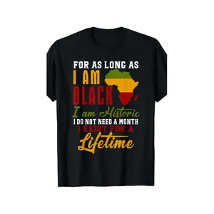 [Bold Black History T-shirt] Bold Pattern Design Black History Theme T-shirt |   "I am Black History" Men's Short Sleeve Round Neck Casual Comfort Version, Perfect for Summer Crewneck Shortsleeve Tshirt