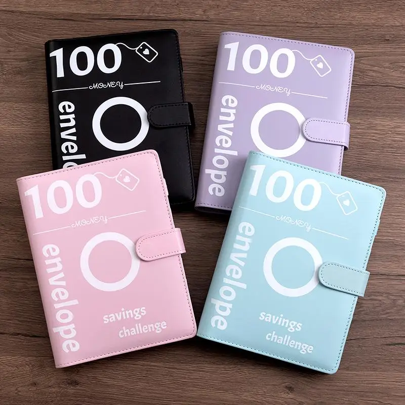 A5 Savings Challenge Book with Cash Envelope, 1 Set Money Saving Binder, Budget Planner, Durable Personal Finance Planner for Home School Office