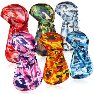 6 Silky Durag With Long Tail And Wide Straps Colorful 360 Waves Doo Rags Cap For Men Women Hop Rapper