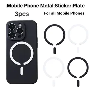 3pcs Ultra-Thin Magnetic Metal Stickers for iPhone, Smartphone, Cellphone, Magsafe Compatible, Durable Protective Iron Sheets, Non-Deforming Phone Accessories