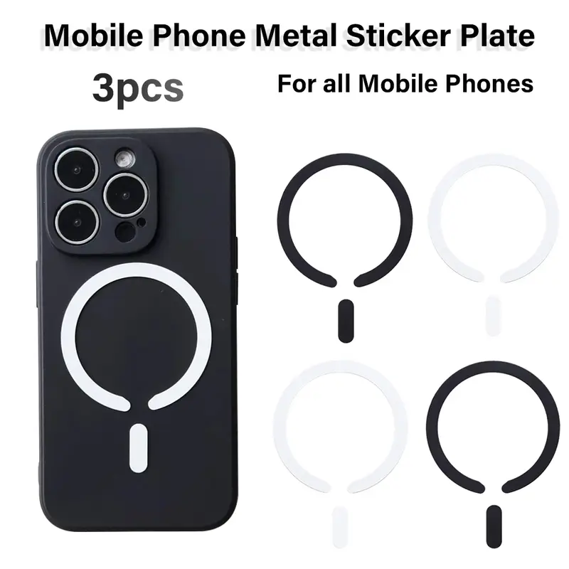 3pcs Ultra-Thin Magnetic Metal Stickers for iPhone, Magsafe Compatible, Durable Protective Iron Sheets, Non-Deforming Phone Accessories