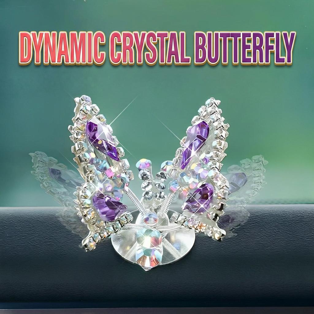Dynamic Rhinestone Butterfly Car Decor Set, Bling Auto Dashboard Ornament & Air Vent Clip, Cute Car Interior Accessories for Women