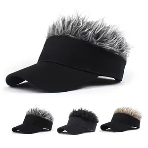 Men Synthetic Short Hair Spiked Wig Golf Baseball Cap Fake Hair Hat Adjustable Sunshade Visor Fancy Performance Hip-Hop Headwear Style