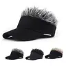 Men's Adjustable Synthetic Hat with Hair - Short Spiked Machine-Made Black Fake Hair Athletic Hat, Golf/Baseball Fit Sun Protection Baseball Cap/Black Outdoor Headwear for Sports & Streetwear,outdoorfun