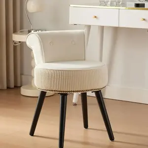 Velvet Vanity Stool with Back, Vanity Chair with Low Back Tufted Accent Stool Makeup Chair for Bedroom Bathroom and Living Room