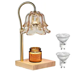 Gold Floral Candle Warmer Lamp with Timer and Height Adjustable User Friendly, Safe No Flame Design That Is Easy to Use for Everyone at Home