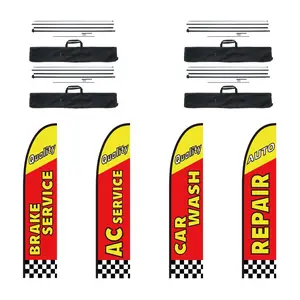 fathersdaygift VEVOR Auto Repair Advertising Feather Flag with Pole Kit, Advertising Flags for Business Outside, Includes 4 Banner Flags, 4 Poles, 4 Ground Stakes, Swooper Flags for Businesses 16.3 FT