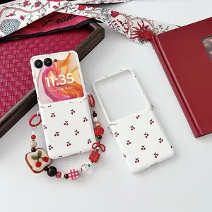 A PU leather cherry-pattern phone case with a hard PC back panel, protecting the phone. Suitable for Motorola Razr 2026, Razr 2025, Razr 2026, Razr 70, Razr 60, Razr 50 Ultra Cover