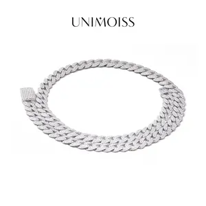 UniMoiss (MSG.01) Hip Hop Bling Cuban Bracelet Necklace Chain VVS Moissanite Unisex Sparkle Cuban Chain Perfect for Any Occasion & Everyday Wear Birthday Anniversary Gifts