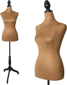Clothing Mannequin Female, Maniquine Dress Form 58-67 Inch Height Adjustable, Manikin Body Tripod Stand Brown