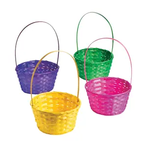Vibrant Large Solid Color Bamboo Easter Baskets - 12 Pc.
