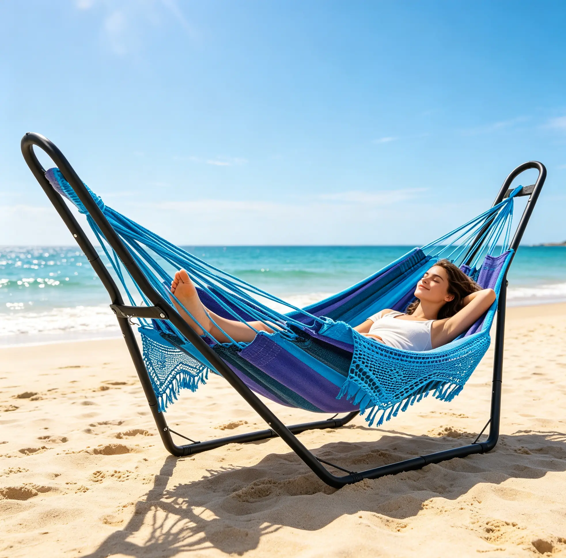 【GARVEE】Heavy-Duty Steel Hammock Stand, 110 * 35 * 45in for 2 People, Portable Design, for 9.5 to 14 ft Hammocks, Ideal for Outdoor Balconies, Porches, Patios, Decks and Backyards