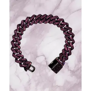 Purple Studded Cuban Link Chain - Item #: 018