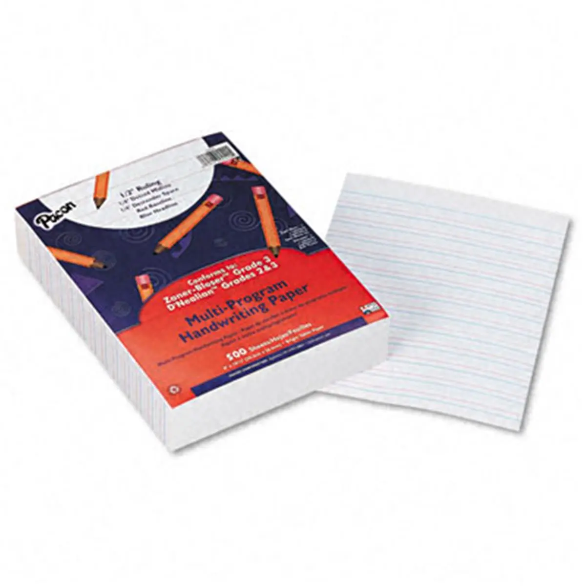 212 MAIN Double-Sided Multi-Rule Zaner-Bloser Handwriting Paper, Grades 2/3, 1/2 Rule, White, 500 Sheets per Ream