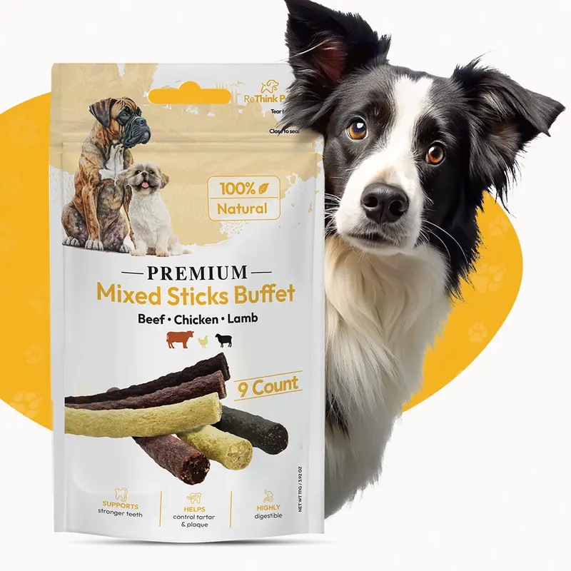 ReThink Pet Mixed Buffet Sticks - Lamb, Chicken, Beef Soft Treats For Dogs - Protein-Packed Training Bites