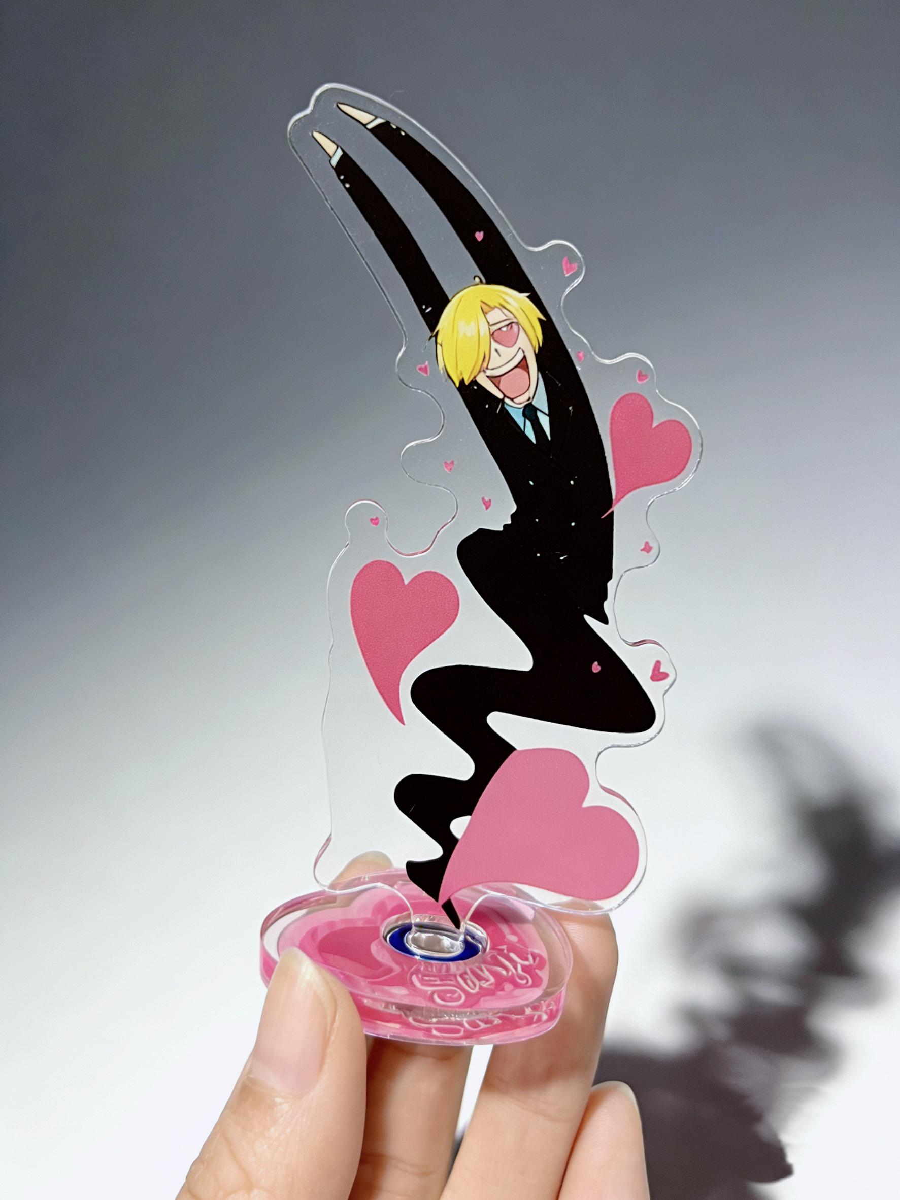 One Piece Sanji Spinning Acrylic Standee, Funny Meme Figure, Rotating Desk Decor, Perfect Gift for Anime Fans, Great for Birthdays & Holidays