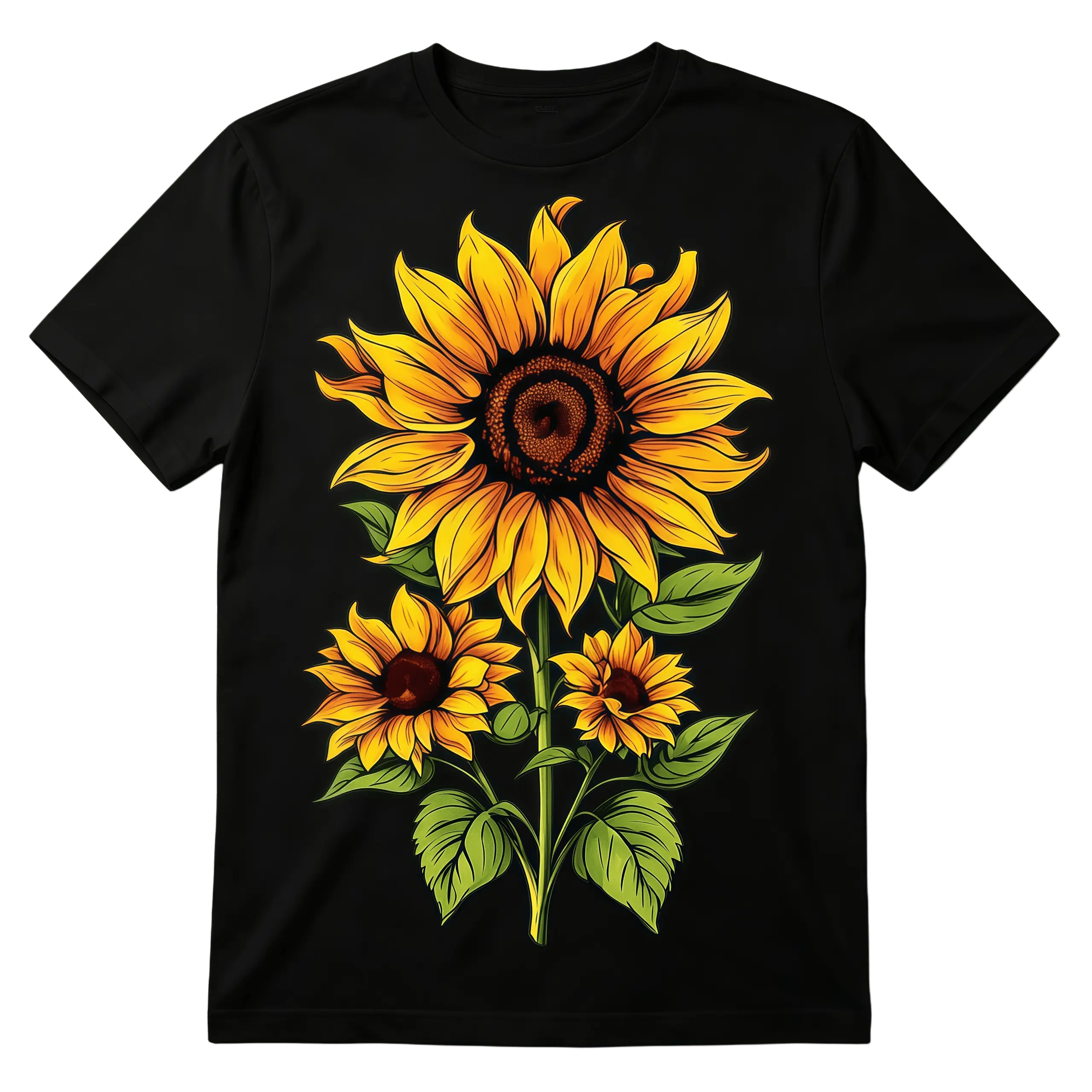 Women's Sunflower Graphic T-Shirt, Casual Loose Fit Stretch  Tee, Comfortable Breathable Short-Sleeve Round Neck Top for Everyday Wear, Unisex, Basic
