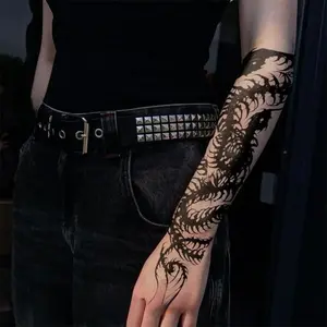 1pcs Dark Skeleton Skull Snake Rack Herbal Juice Tattoo Sticker Sexy Hot Girl Arm Temporary Tattoo Waterproof Durable Fake Tattoo for Men and Women Party Gift Y2K Adhesion
