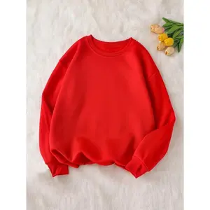 Women's Solid Color Loose Fit Crew Neck Sweatshirt Autumn Winter Plush Lined Thick Pullover Long Sleeve Casual Sportswear Top Hoodie Crewneck Polyester Fabric Womenswear Dark Gray Knitwear Fitted Knitting