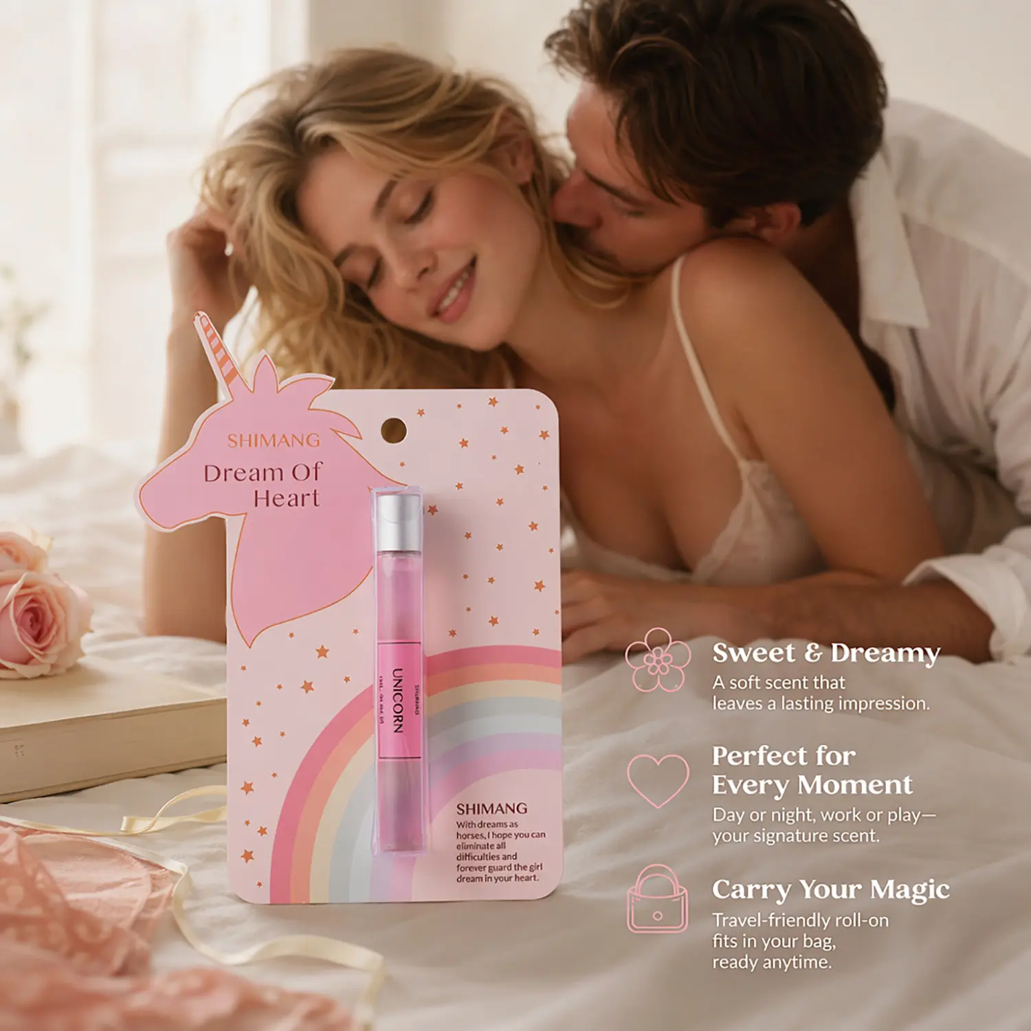 Women's Pheromone Roll-On Perfume - Long-Lasting Floral Fruity Scent, 10ml/0.3fl.oz Travel-Size, Ideal for Christmas Eve & Anniversary, Pheromones-Enhanced Fragrance for Women, Pheromones Perfume Women