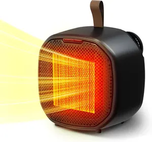 Portable Electric Space Heater, Small Ceramic Heater for Indoor Use, Overheating & Tip-Over Protection,Adjustable Thermostat,Fast Heating for Office Desk,Black