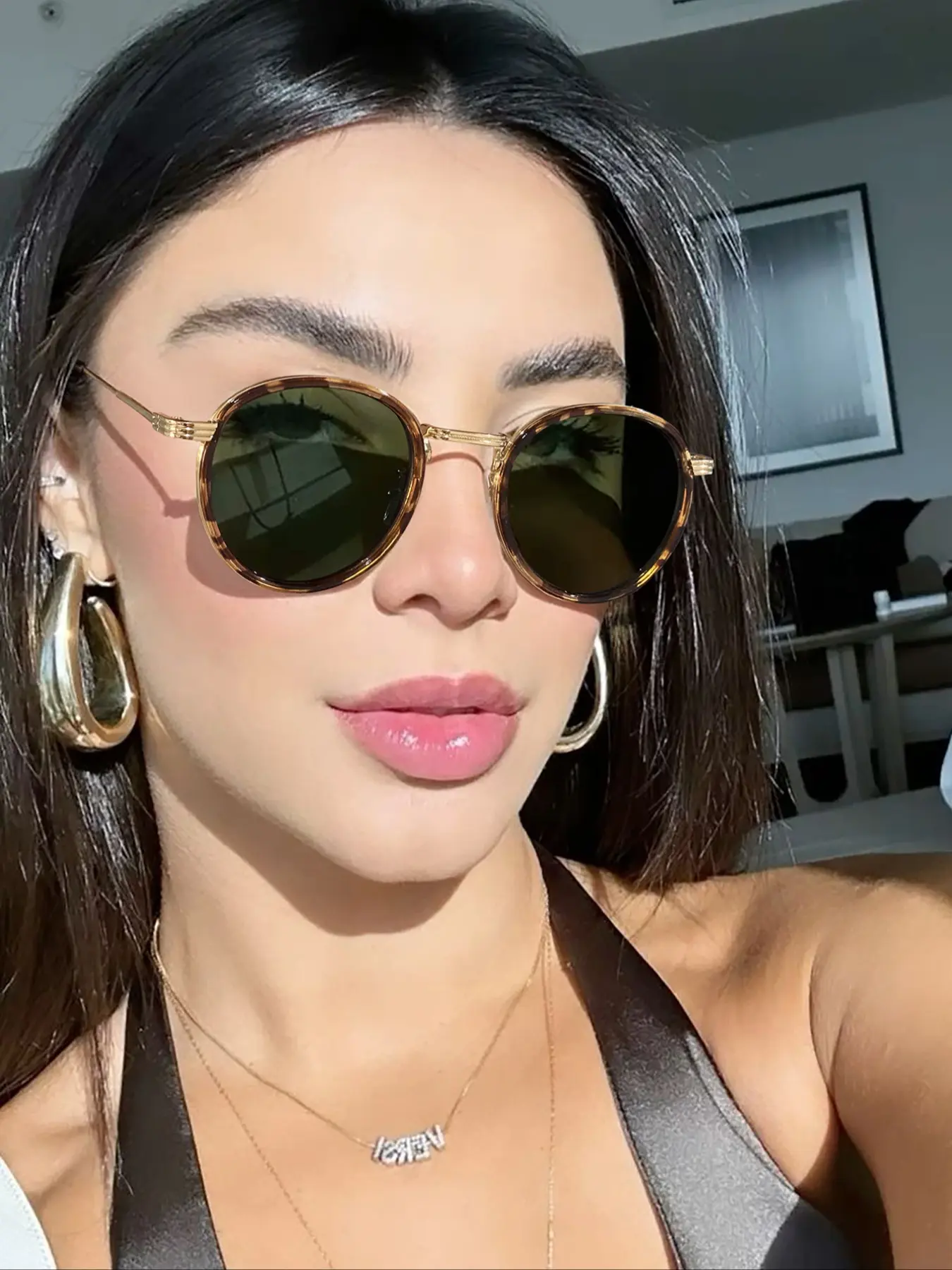 Women's Elegant Retro Tortoiseshell Round Frame Sunglasses, Fashionable High Quality Sunglasses, Lightweight Durable UV Protection, Perfect for Vacation Casual Wear & Gifts, Fashionable Frames Sunglasses, Stylish Sunglasses