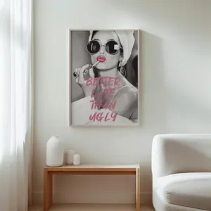 Better Late Than Ugly" Poster, Audrey Hepburn Wall Art, Aesthetic Vintage Movie Print, Classic Home Decor, Girly Art Poster Unframed, Wall Art Decor
