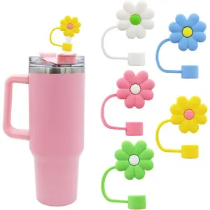 Cute Straw Cover Cap for Stanley Cup Silicone Straw Topper Compatible with 30 and 40 Oz Tumbler with Handle,Straw Tip Covers 10 mm 0.4 in for Straw Tip Covers