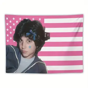 Karate Maker Ralph Star Macchio Tapestry - Pink and White American Flag Murals, Horizontal Home Decor for Bedroom, Living Room, Dormitory, Concert - Nostalgic Gift for Martial Arts Enthusiasts