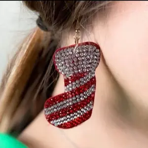 Christmas Earrings Collection - Holiday Statement Jewelry Featuring Festive Stocking Design with Sparkling Rhinestones/ Vintage 60s 70s Big Flower Dangle Earrings Colorful Floral Acrylic Daisy Flower Drop Earring Hawaii Plant Earrings Statement Jewelry