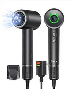 Bopcal Ionic Blow Dryer with Concentrator for All Hair Types, 1500W, 110000 RPM, Thermo-Control, 200 Million Negative Ions, Lightweight & Quiet