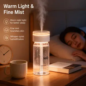 1 Count Portable Humidifier, Fine Mist Output with Night Light USB Rechargeable Compact for Travel Bedroom Car Office Use