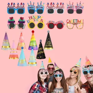16 piece birthday party hat and glasses set, suitable for group celebrations, family gatherings, and themed parties