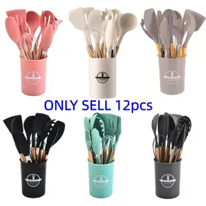 Silicone Cooking Utensils Set, 12-Piece Non-Stick Heat-Resistant Kitchen Utensils Set, Kitchen Cooking Utensil Set for Home, Dining Room and Barbecue, Silicone Spatula Set, Kitchen Utensils Gadgets