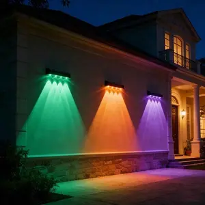 Solar Fence Lights Outdoor Waterproof, Fence Lights Solar Powered, Various Color Modes & Warm White & Cool White, Fence Solar Light Outdoor for Backyard, Patio, Wall, Deck, Yard