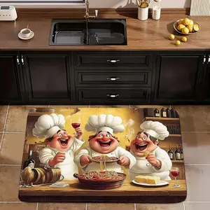 Chef Kitchen Rug, Humorous Design, Durable and Stain Resistant, Soft and Comfortable, Easy to Clean, Perfect for Kitchen and Dining Room