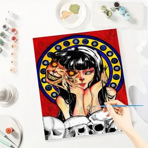 Weird Girl Paint By Number Kits for Adults Beginners, Easy Acrylic Simple Paint By Number Kits, DlY Watercolor Paint By Numbers Kits on Canvas Without Frame for Home Wall Decor Home Decoration 16x20inch