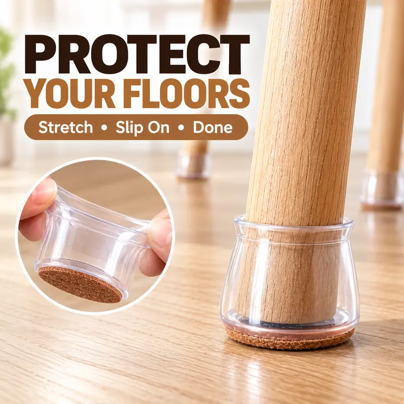 【FaddishDeal】Furniture Leg Floor Protectors - Stretchable Silicone Caps with Felt Pads, Durable Hardware Pads for Round/Square Shapes, Adaptable 12pcs/20pcs*2 Sets for Hardwood Surfaces, Chairs, Ceramic Tables