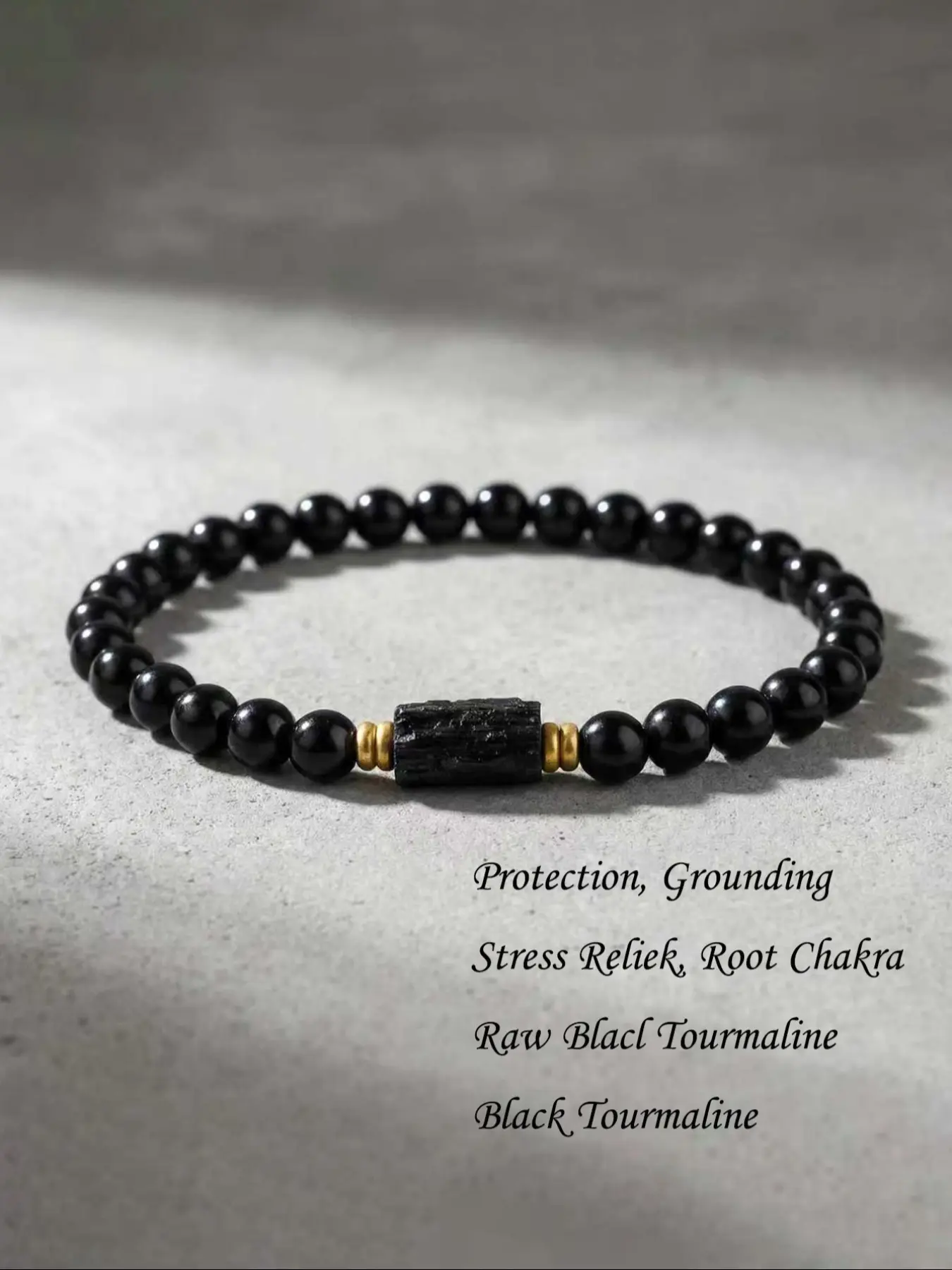 1pc Natural Black Tourmaline 6mm Bracelet for Men and Women, Powerful Protection, Grounding, Emotional Balance, Energy Stone Spiritual Healing Crystal, Natural Gemstone Bracelet Gift