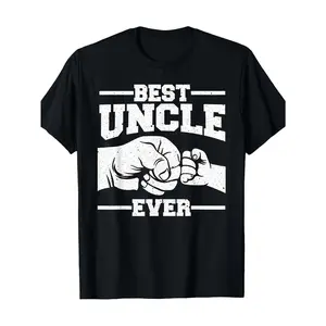 [100% Cotton] 100% CottonBest Uncle Ever Funny Graphic T-Shirt for Men |   Black Shirt with White Fist Bump Design - All-Season Casual Crewneck Tee - Machine Washable, Preppy Style, Medium Stretch Fabric, Regular Fit, Perfect for Adults