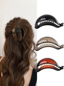 3pcs Retro Banana Clips, Non-Slip Teeth Design, Bright Finish, Ideal for Low Hair Volume, Daily Use, Versatile Ponytail Holders, Barrettes