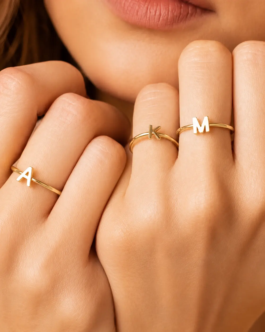 14K Gold Initial Ring: Personalized Stackable Letter Jewelry